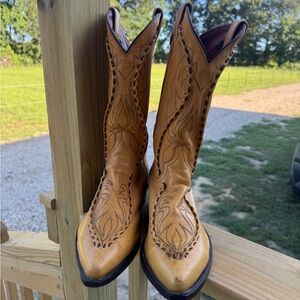 Dan Post Brown Leather Cowboy Boots raised stitch